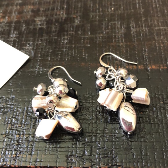 NWT Neutral Colors & Silver Tone Drop Pierced Beaded Earrings! - Picture 2 of 3